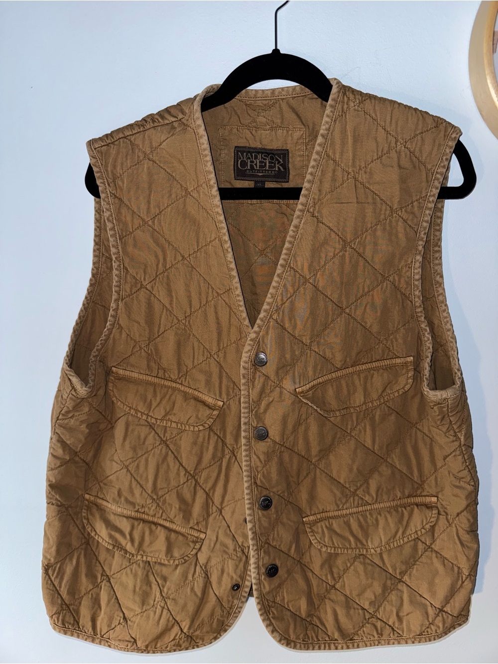 Madison Creek Men's Quilted Tan Vest XL